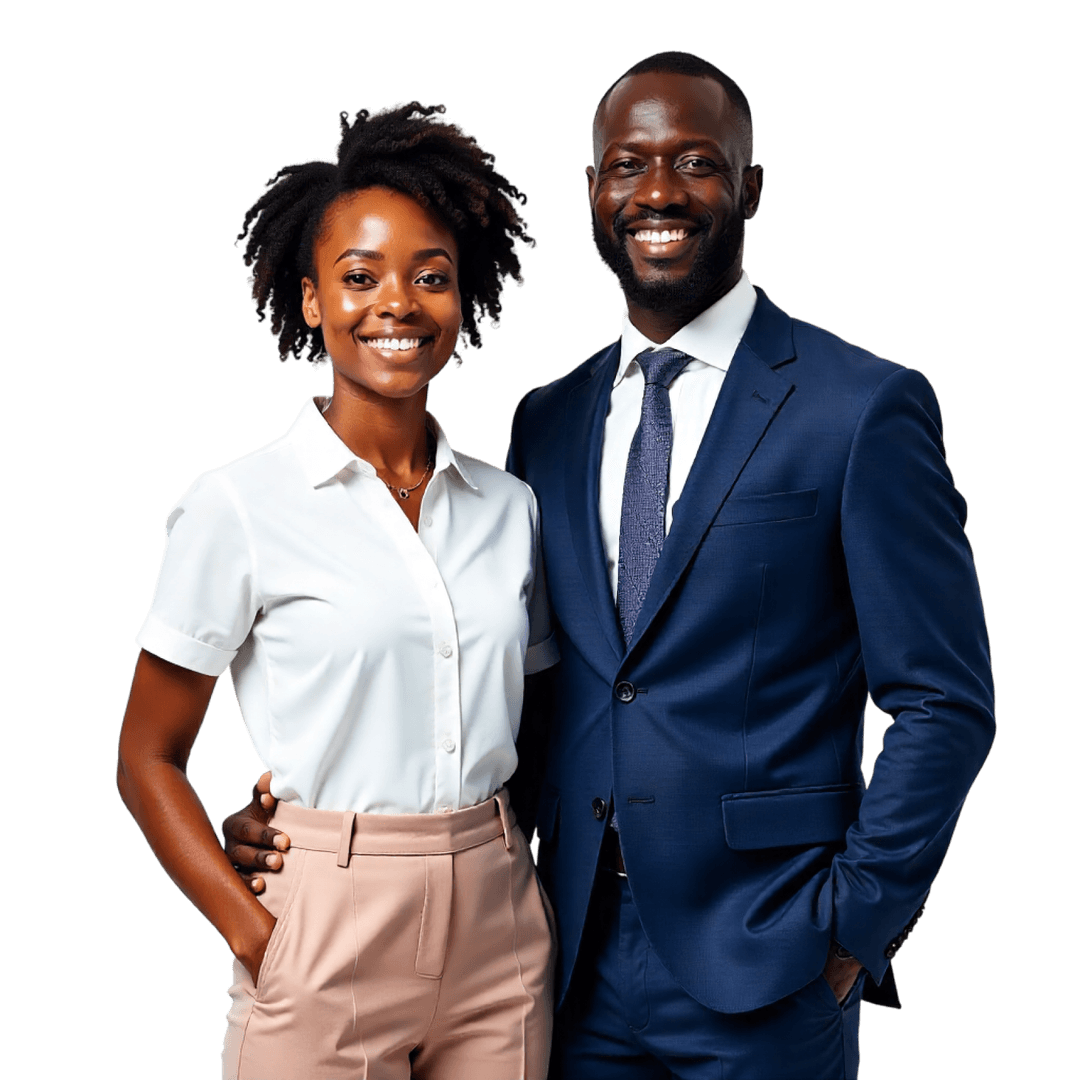 Black man and woman in corporate attire